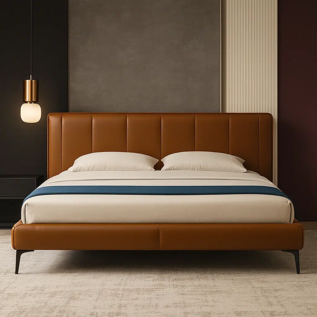 The Linea Premium Leather Modern Platform Bed