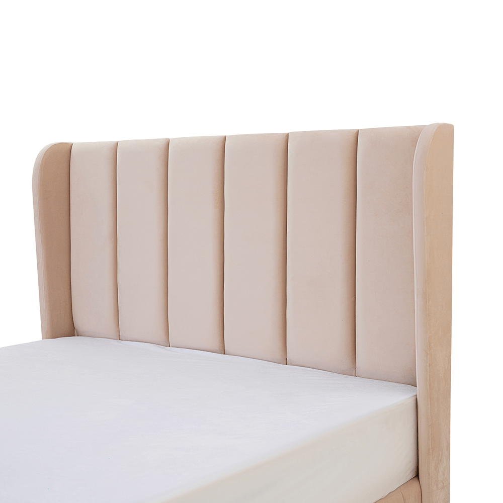 The Grace Vertical Channel Wingback Velvet Bed Frame