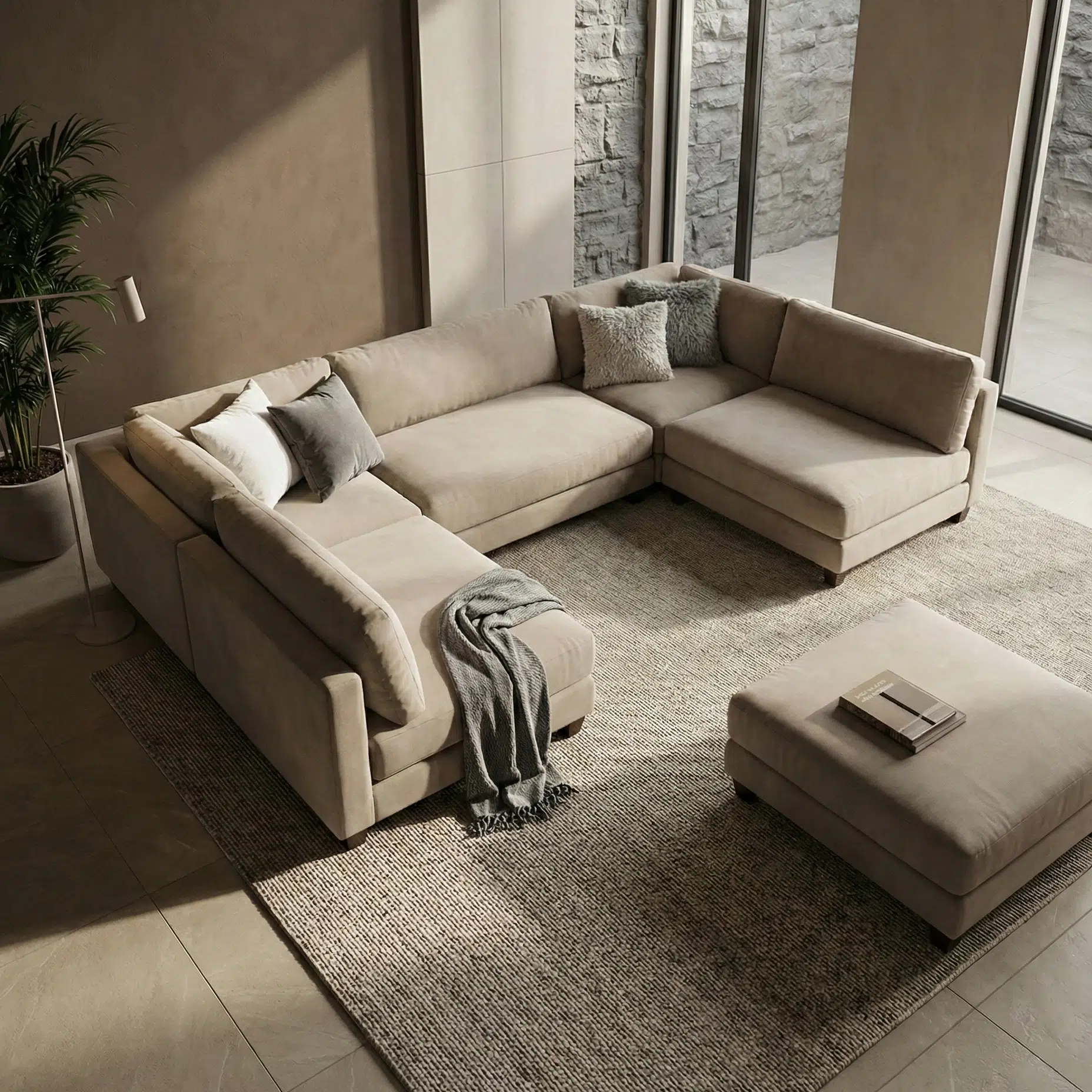 The Serene Modular U-Shaped Sectional Sofa & Ottoman Set