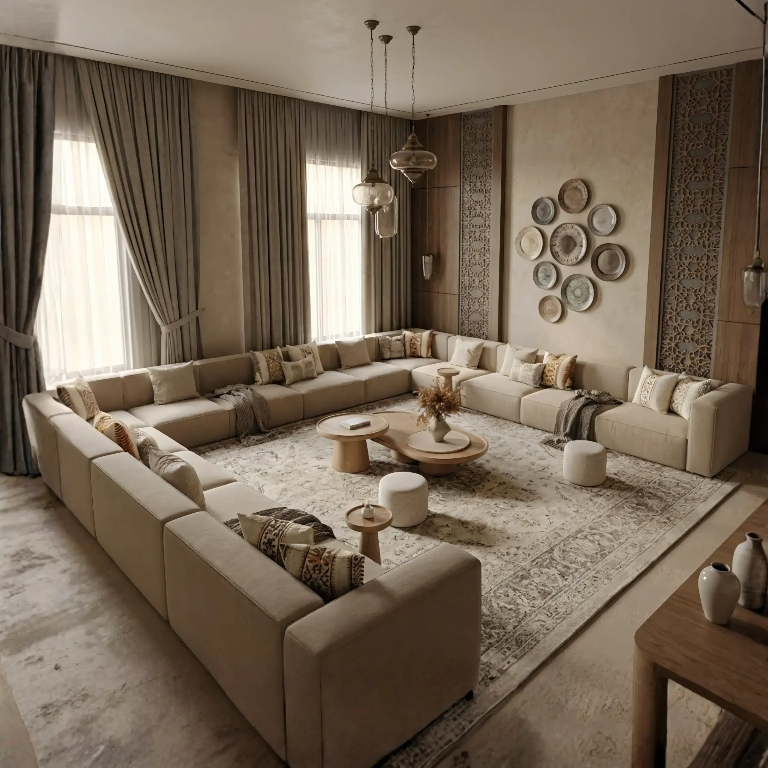 The Auroville Luxury U-Shaped Arabic Majlis Seating Sofa