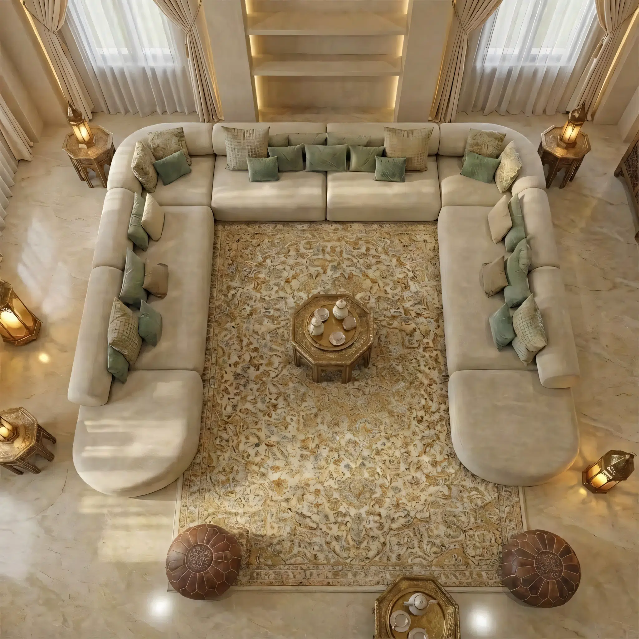 The Ilvena Luxury Curved-End Arabic Majlis Seating Sofa