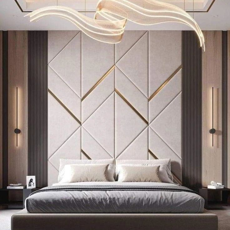The Chevron Geometric Puzzle Wall-Panel Bed
