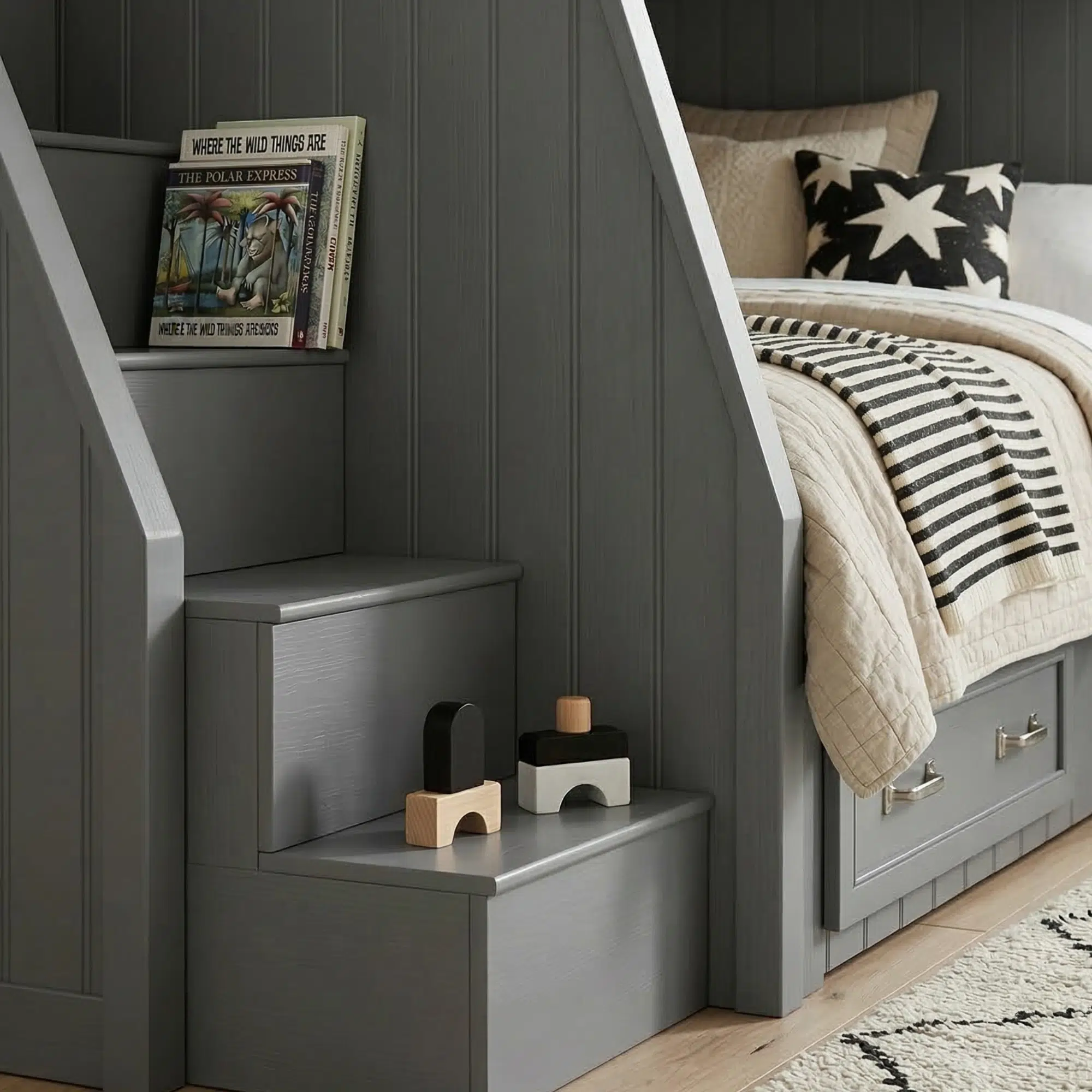 The Austin Heavy-Duty Twin-over-Full Bunk Bed with Storage Stairs & Drawers
