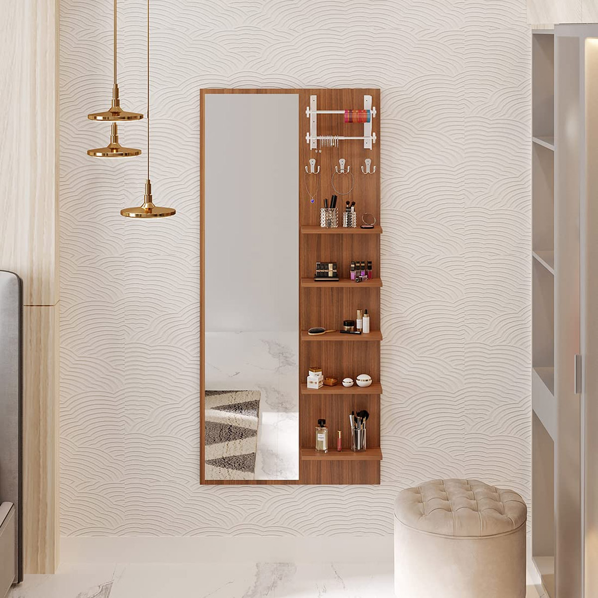 The Freddie Wall-Mount Dressing Cabinet with Mirror & Shelves
