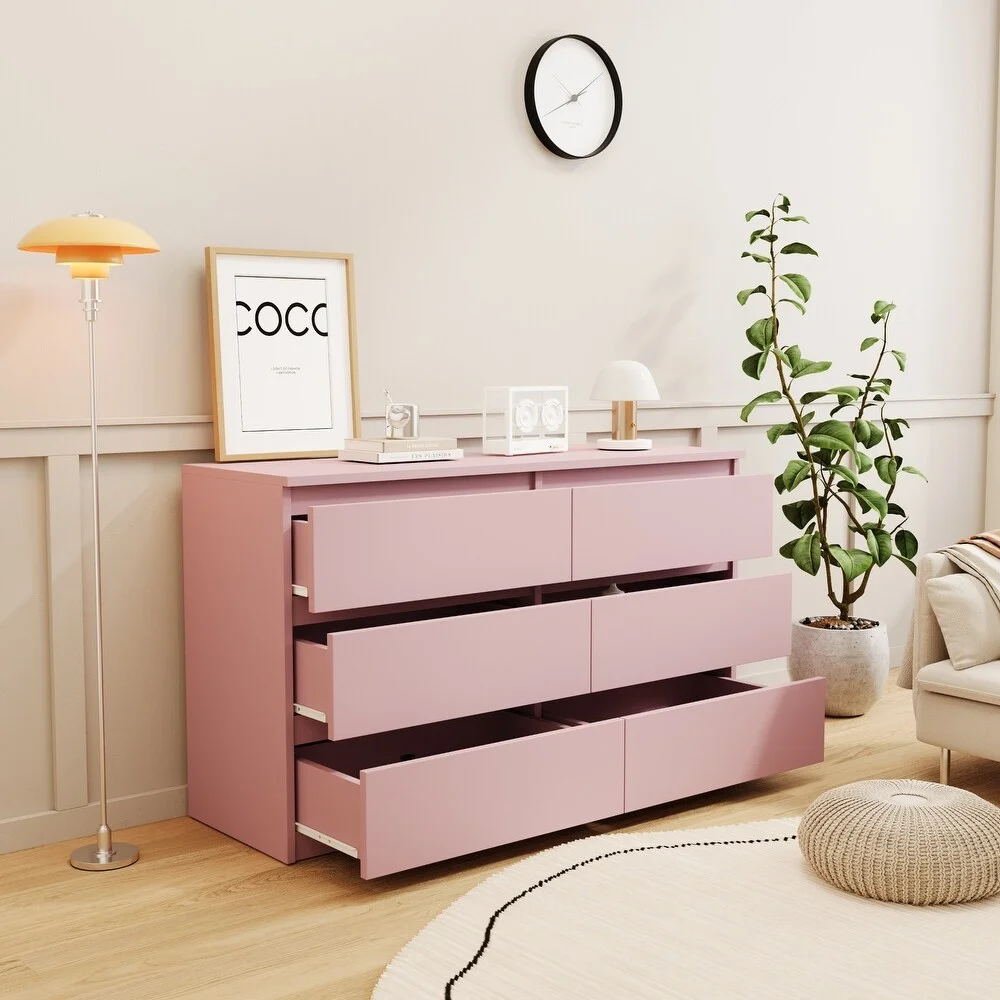 Modern Pastel 6-Drawer Storage Dresser