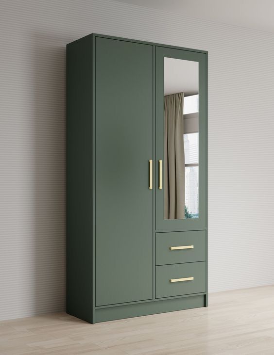 Sage Mirrored Compact Wardrobe
