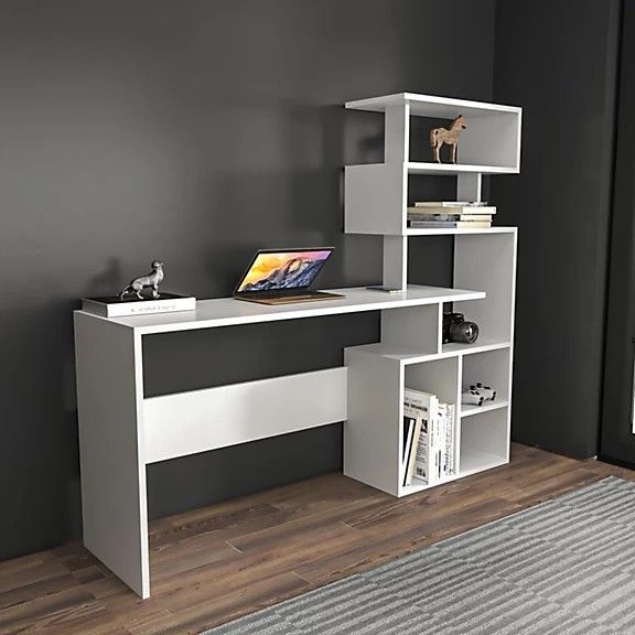 Modern Geometric White Workstation
