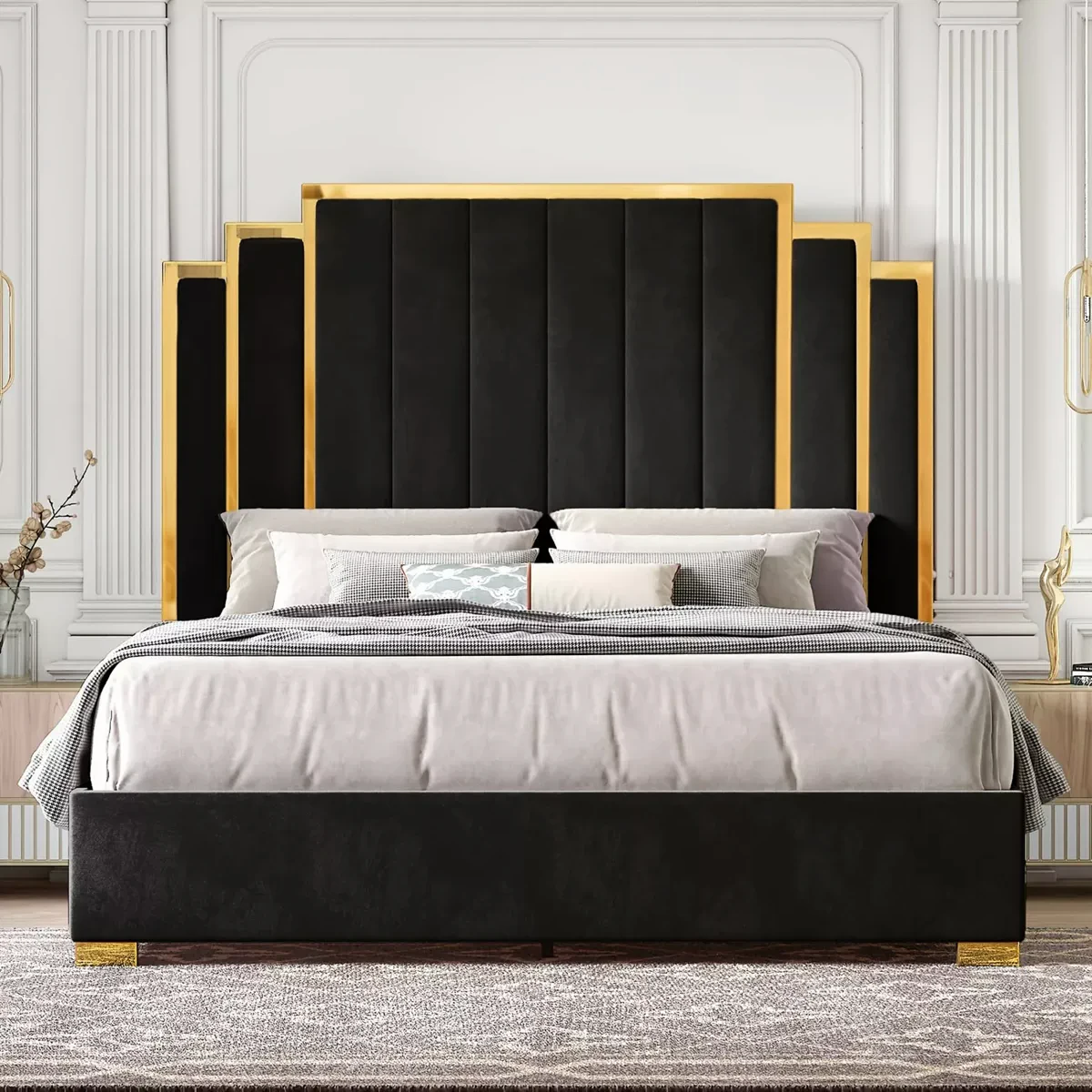 Bespoke Art Deco Velvet Bed
