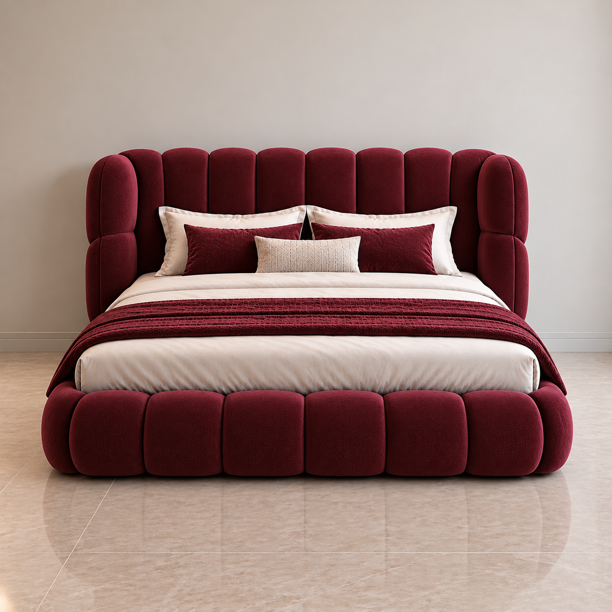  Beige Velvet Cloud Bed
