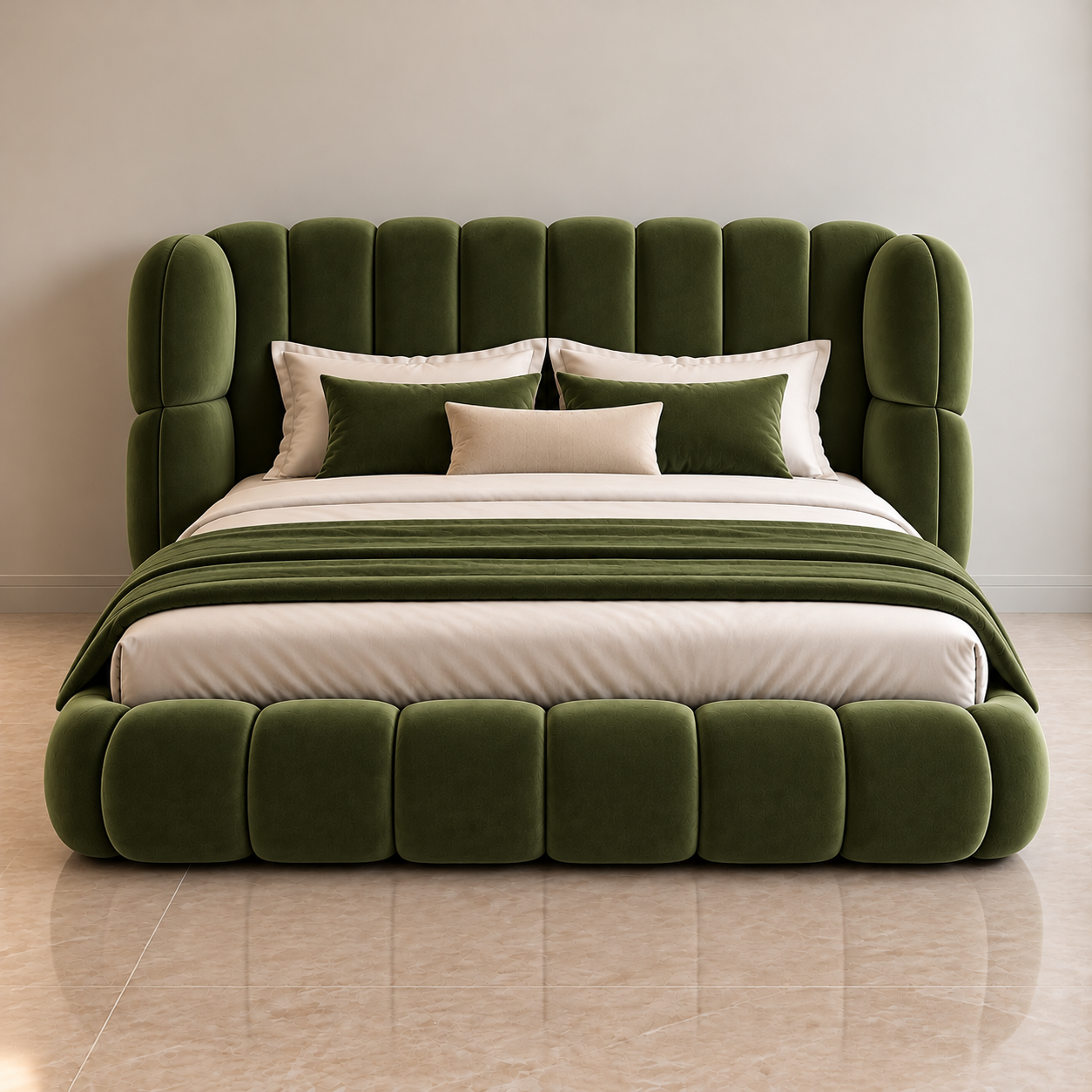  Beige Velvet Cloud Bed
